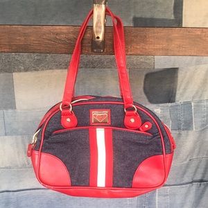 Roxy denim red leather handbag
